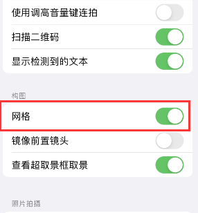 庆城苹果手机维修网点分享iPhone如何开启九宫格构图功能 